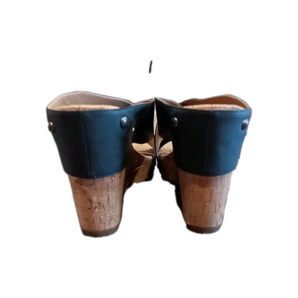 Lucky Brand Mykayla Blue Gray Cork Wedge Heels Slide on Sandals Size 10 M - Picture 4 of 5